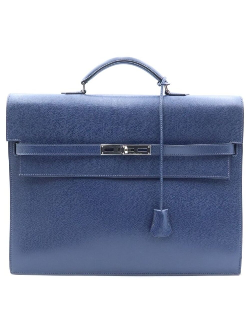 Hermes Kelly Depeches 38 Handbag Business Bag Navy Epsom Silver
